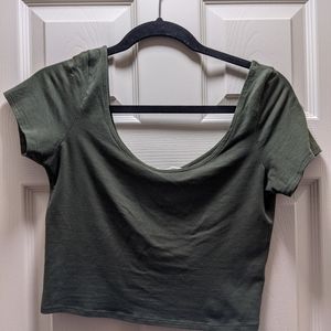 Olive green crop top Size LARGE